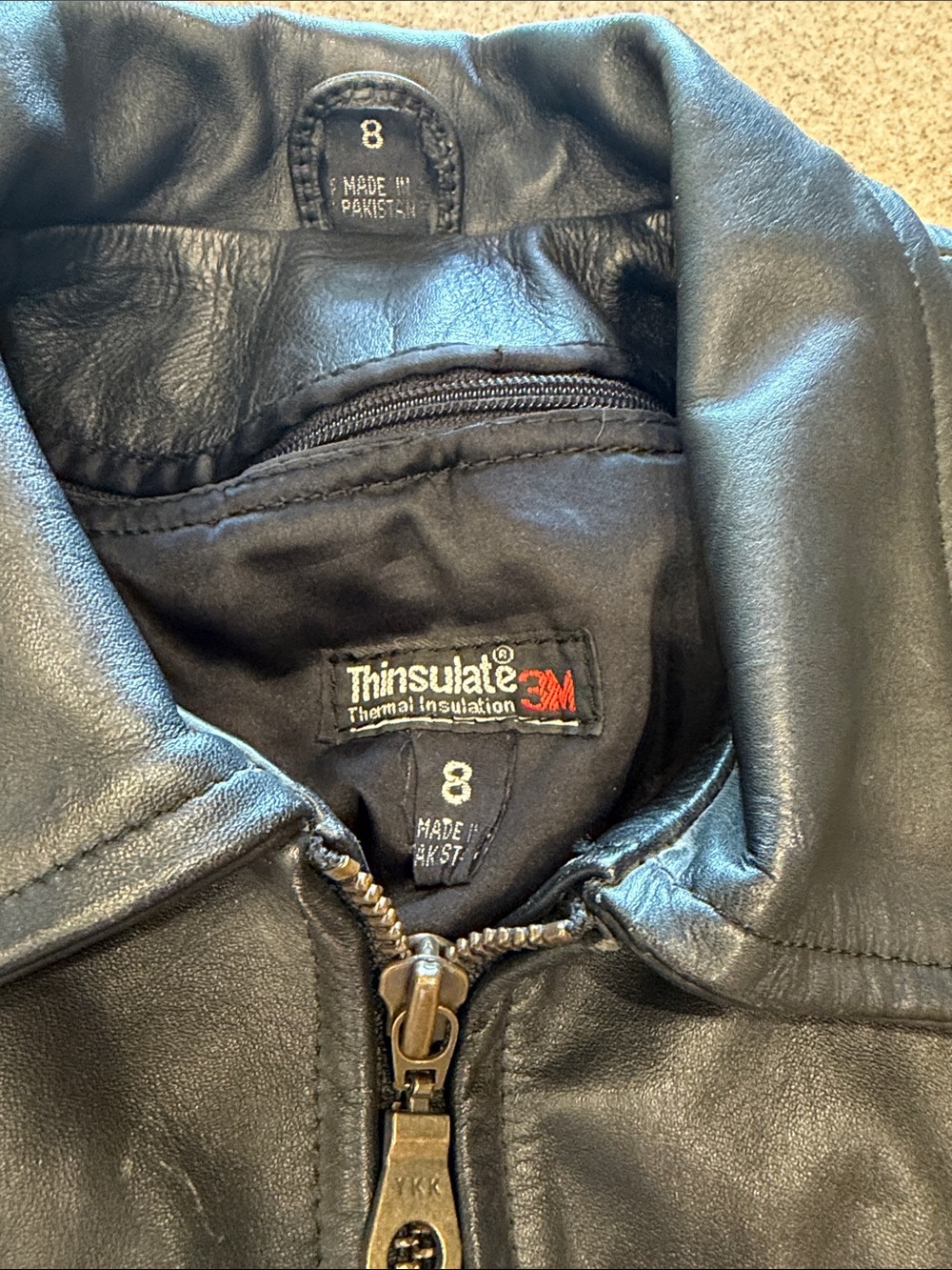 Thinsulate 3M motorcycle Blck Leather Jacket southwest hair pipe and bead accent - Picture 2 of 11
